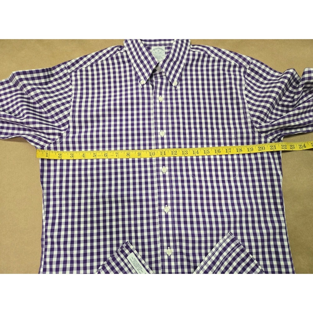 Brooks Brothers Men's Purple Plaid Button Down Cotton Dress Shirt Size M - Picture 5 of 13